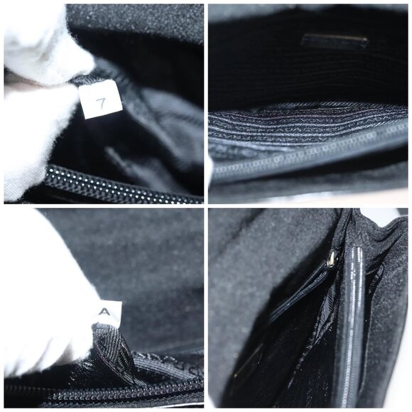 PRADA Hand Bag Canvas Black Silver Auth sw1249 - Picture 14 of 15